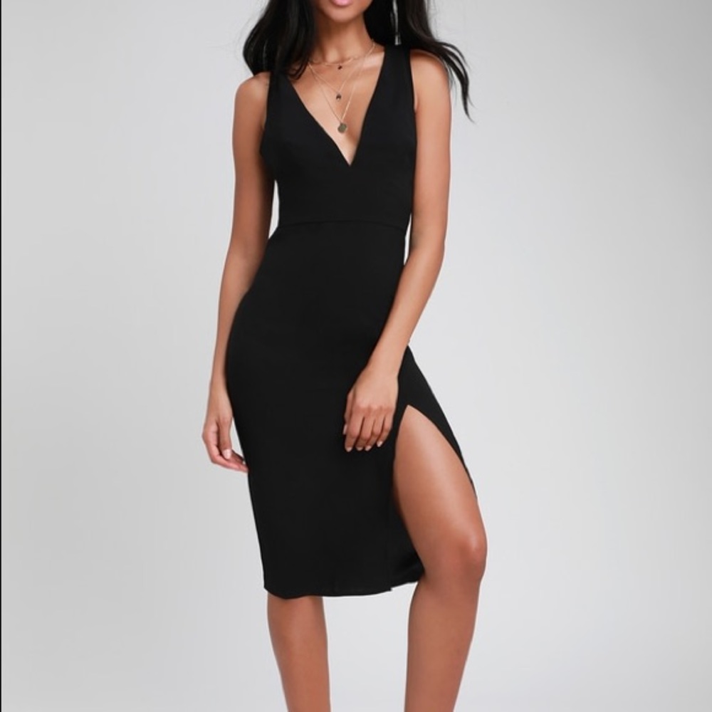 NWT Black Backless Bodycon Midi Dress